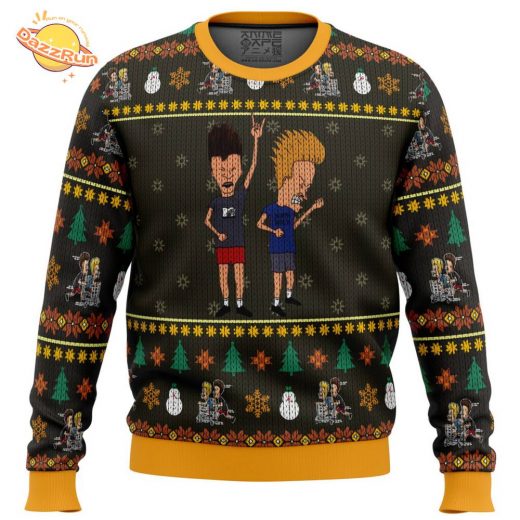 Beavis and Butthead Rock On Ugly Christmas Sweater