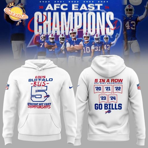 Buffalo Bills AFC EAST Champions 2024 Hoodie – White Edition (Limited)