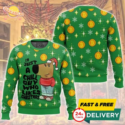 Chill Guy Who Likes Christmas Meme Ugly Sweater