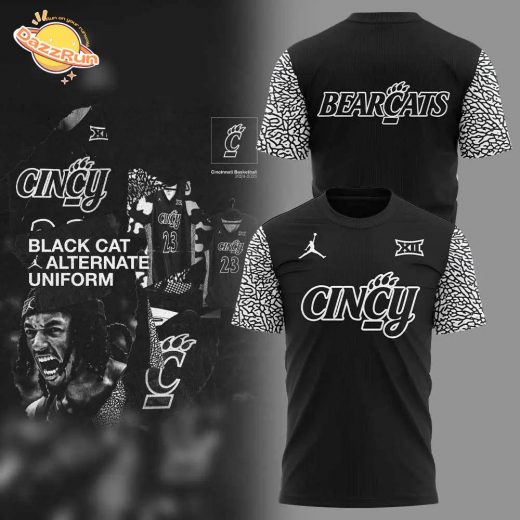 Cincinnati Men’s Basketball Black Cat Alternate Uniform T-Shirt 2024