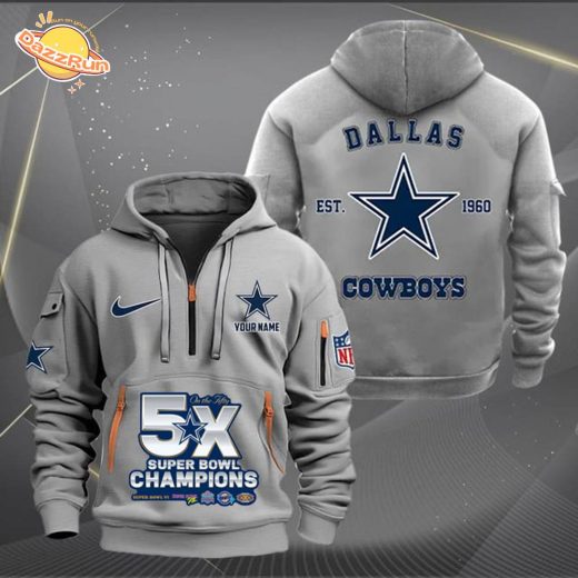 Dallas Cowboys Custom Name Gray Hoodie (Personalized)