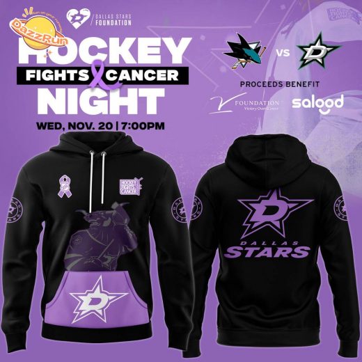 Dallas Stars 2024 Hockey Fights Cancer Night Premium Pullover Hoodie