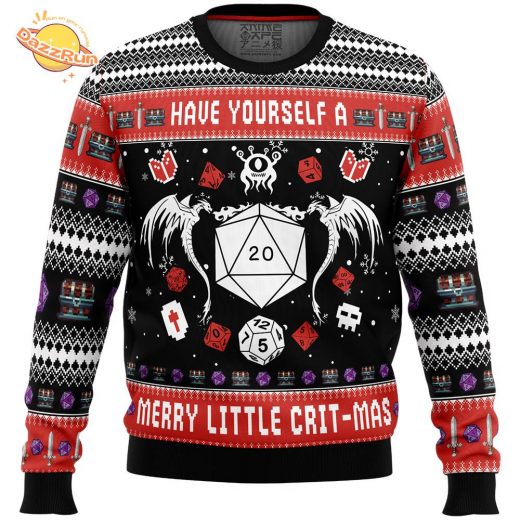 Dungeons and Dragons Have Yourself A Merry Crit-Mas Ugly Christmas Sweater