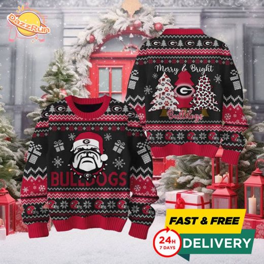 Georgia Bulldogs Merry and Bright Christmas Ugly Sweater