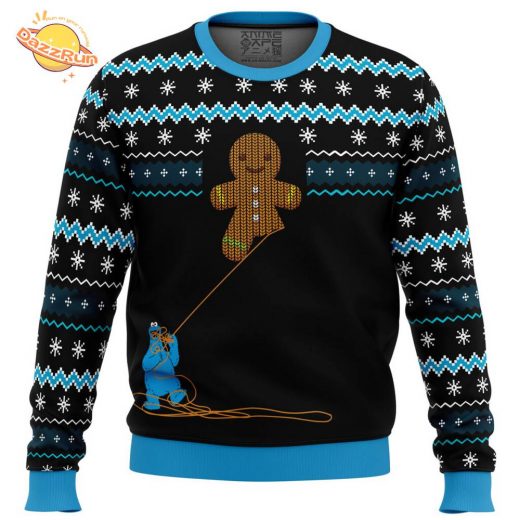 Gingerbread Cookie Monster Christmas Ugly Sweater Holiday Treat Edition