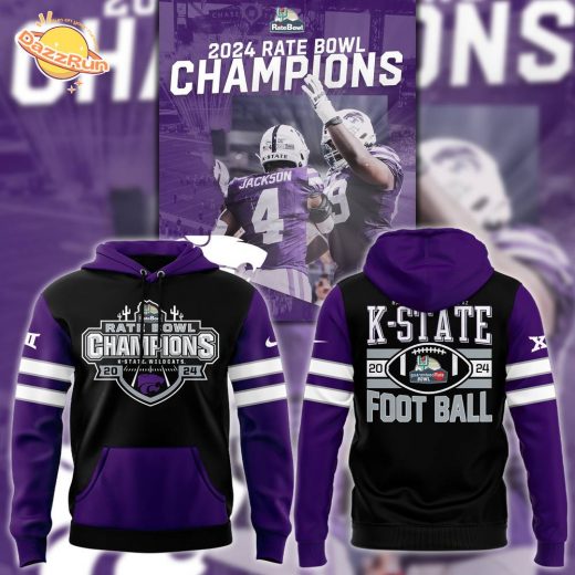 K-State Wildcats 2024 Rate Bowl Champions Hoodie – Black