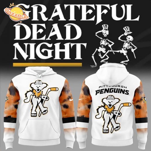 Limited Edition Nike Pittsburgh Penguins Grateful Dead Night White Hoodie – Version 2024