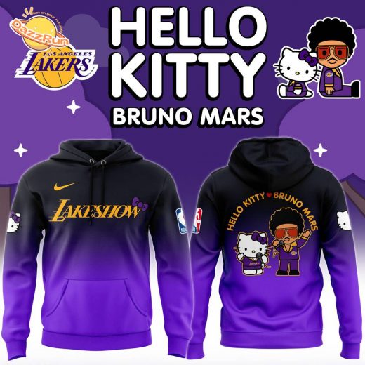 Los Angeles Lakers 2024 Bruno Mars & Hello Kitty Collab Premium Hoodie