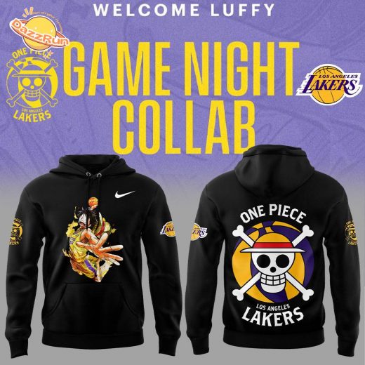 Luffy Joins Lakers One Piece Night Nike Black Hoodie Limited Edition