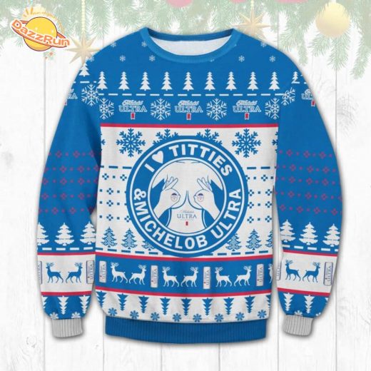 Michelob Ultra I Love Titties Ugly Christmas Sweater