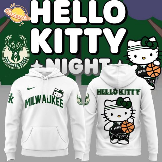 Milwaukee Bucks x Hello Kitty 2024 Special Edition White Hoodie