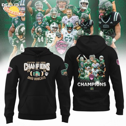 Ohio Bobcats 2024 CURE Bowl Champions Black Hoodie