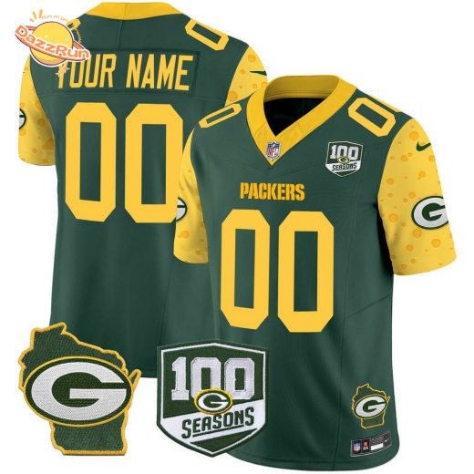 Packers 100th Season & Home Patch Cheese Vapor Jersey 2024 Limited