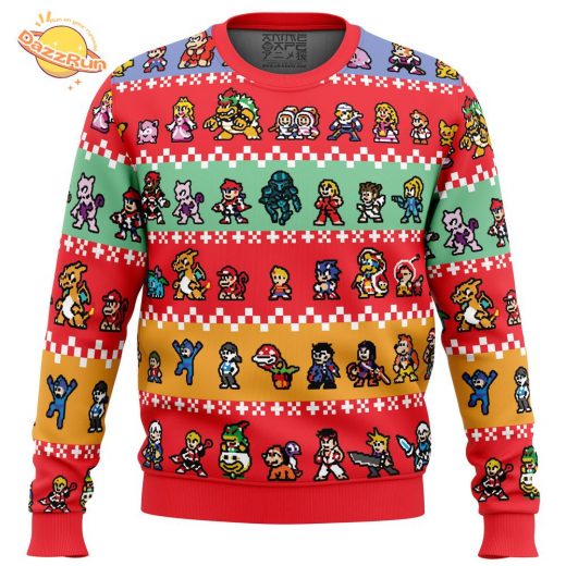 Pixel Smash Super Smash Bros Christmas Sweater