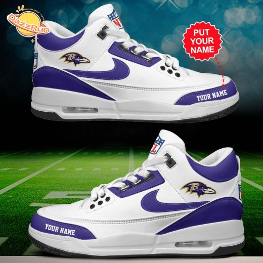 Baltimore Ravens Air Jordan 3 Shoes Personalized – Custom Football Shoes