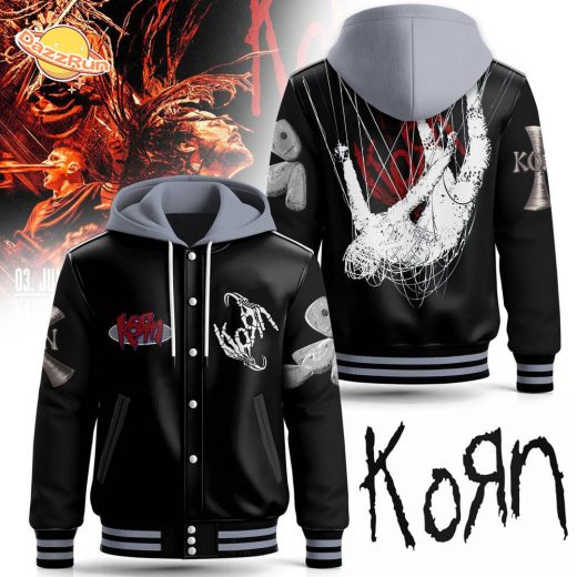 Korn Hooded Baseball Jacket – Unique Design for Fans