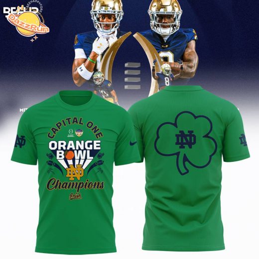 Notre Dame Fighting Irish 2025 Orange Bowl Champions Green Shirt Limited Edition