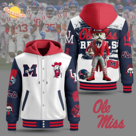 Ole Miss Hooded Baseball Jacket College Fan Apparel