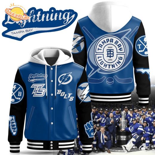 Tampa Bay Lightning Bolts Hooded Baseball Jacket 2024