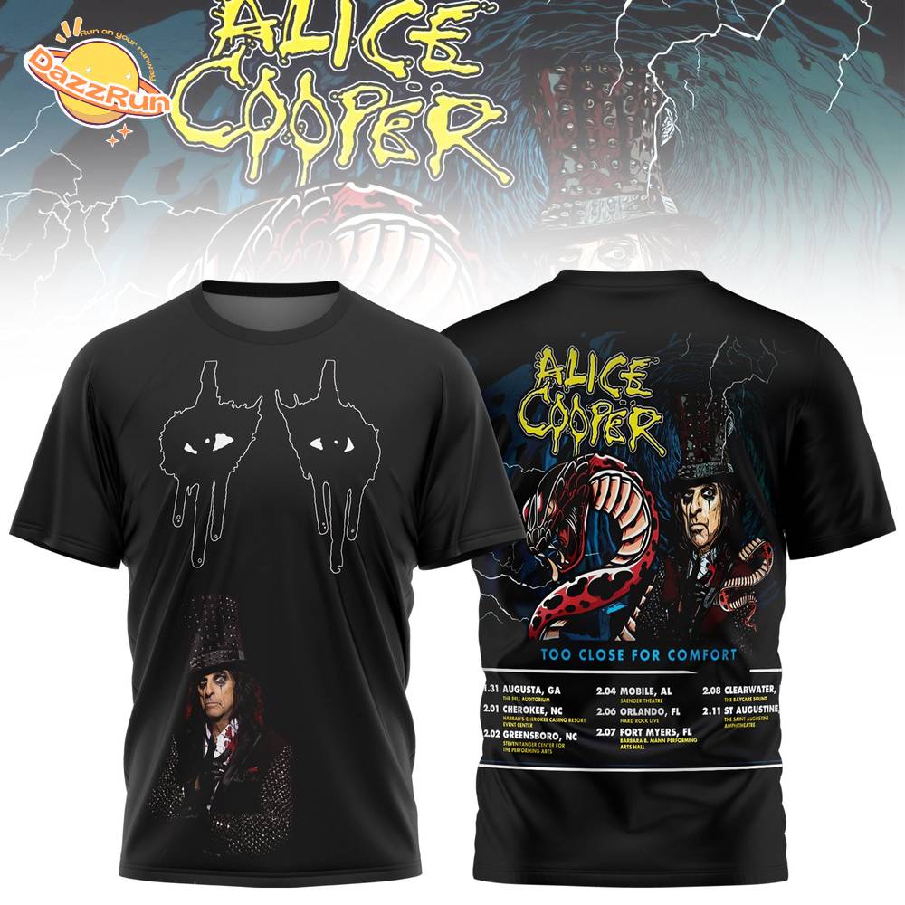 Alice Cooper Too Close for Comfort 3D T-shirt Limited Edition Alice Cooper Too Close for Comfort 3D T-shirt Limited Edition