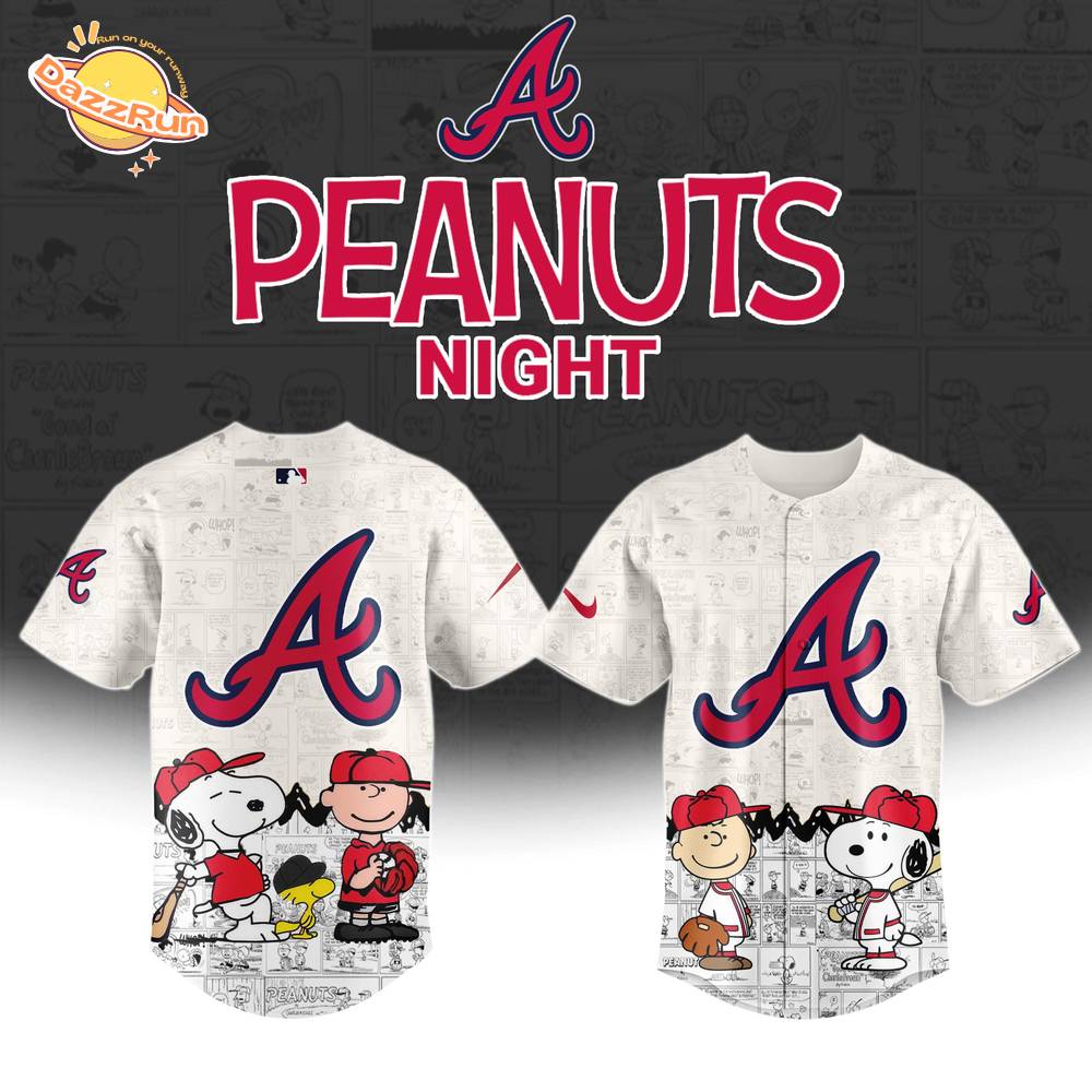 Atlanta Braves “75th Anniversary of Peanuts” Snoopy Special Edition Baseball Jersey Atlanta Braves “75th Anniversary of Peanuts” Snoopy Special Edition Baseball Jersey