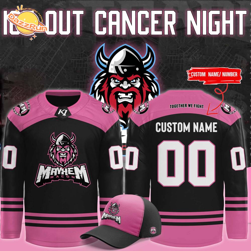 Macon Mayhem x Ice Out Cancer Night NHL Jersey - Charity Support Gear Macon Mayhem x Ice Out Cancer Night NHL Jersey - Charity Support Gear