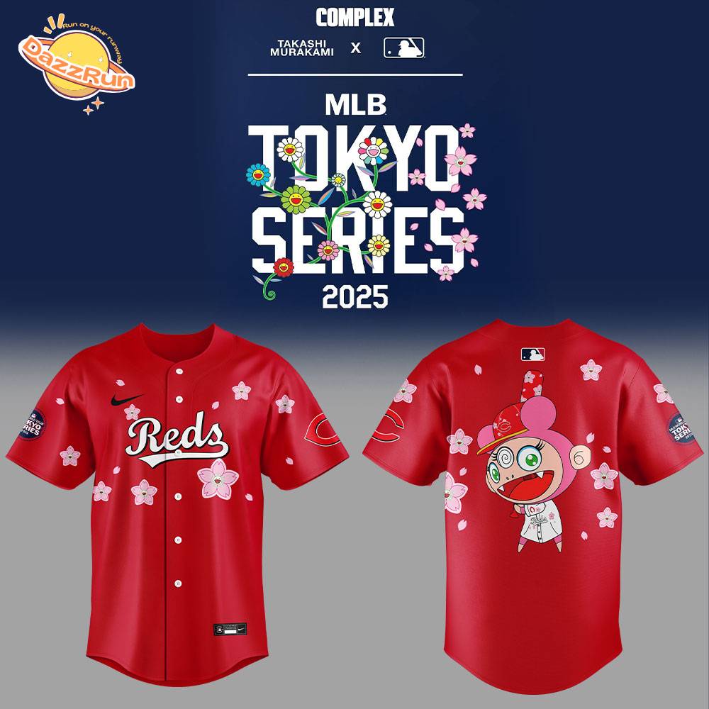 Cincinnati Reds x Takashi Murakami MLB World Tour Tokyo Series 2025 Red Baseball Jersey Cincinnati Reds x Takashi Murakami MLB World Tour Tokyo Series 2025 Red Baseball Jersey