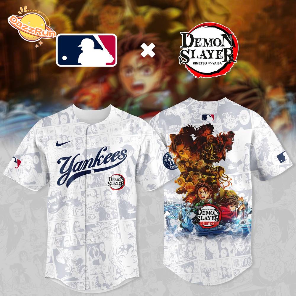 Demon Slayer X New York Yankees Limited 2025 Comic Style Baseball White Jersey Demon Slayer X New York Yankees Limited 2025 Comic Style Baseball White Jersey