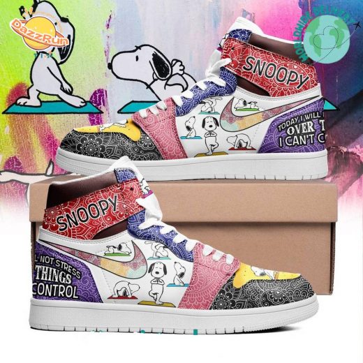 Snoopy Sneaker today i will not stress over the thing can not control Personalized AJ1 Shoes For Men And Women
