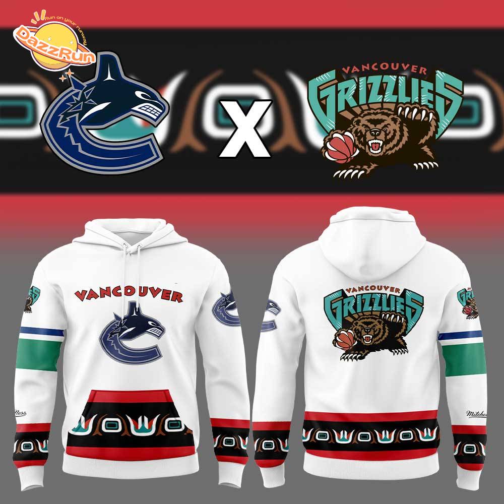 Limited Edition Vancouver Canucks x Memphis Grizzlies White Hoodie Limited Edition Vancouver Canucks x Memphis Grizzlies White Hoodie