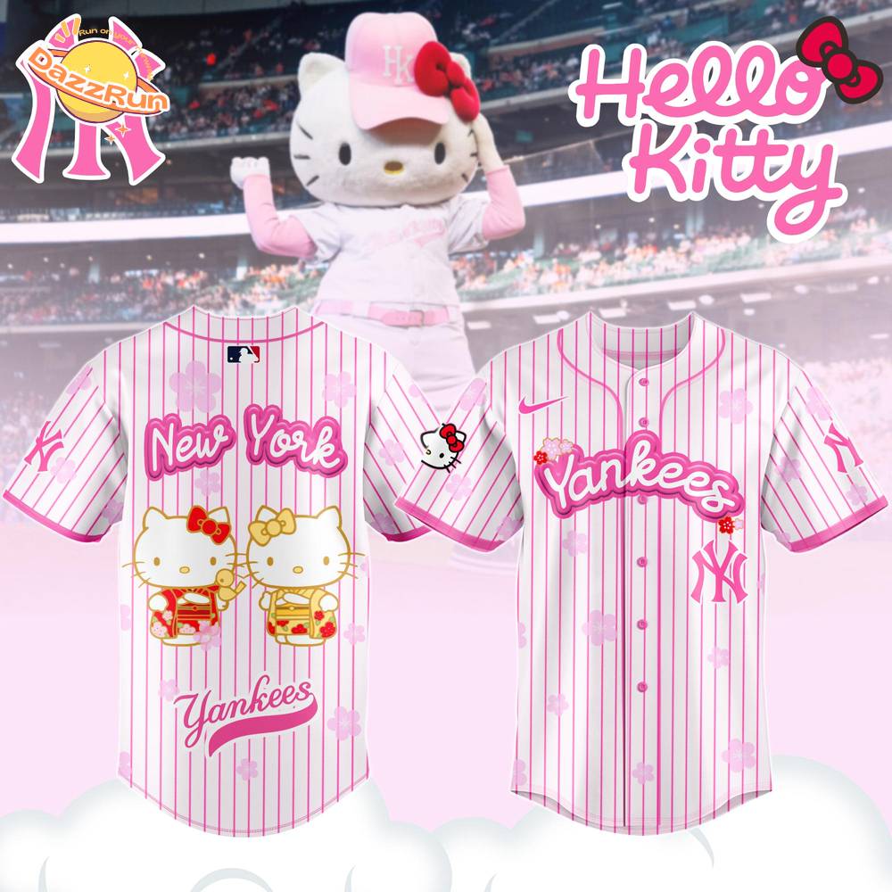 New York Yankees X Hello Kitty Night Happy Girlsday Hinamatsuri Baseball Jersey New York Yankees X Hello Kitty Night Happy Girlsday Hinamatsuri Baseball Jersey
