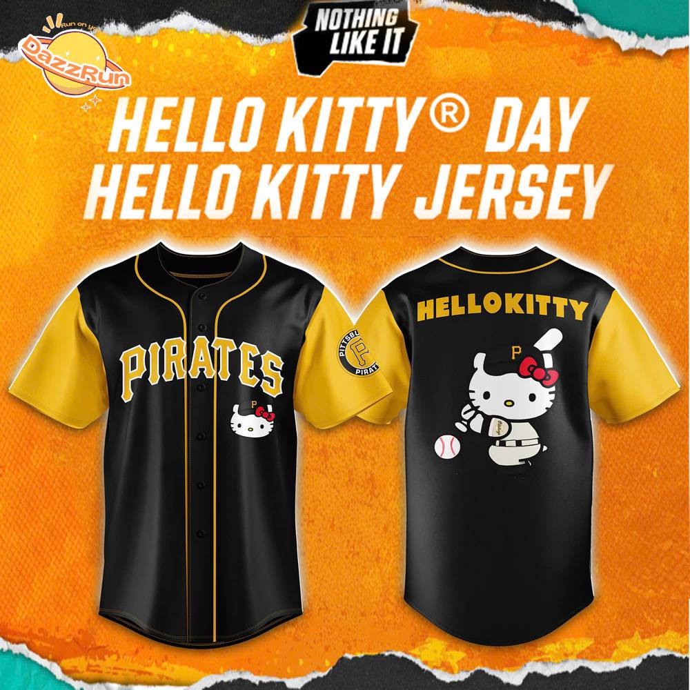Pittsburgh Pirates X Hello Kitty Version 2025 Baseball Jersey | Black Pittsburgh Pirates X Hello Kitty Version 2025 Baseball Jersey | Black