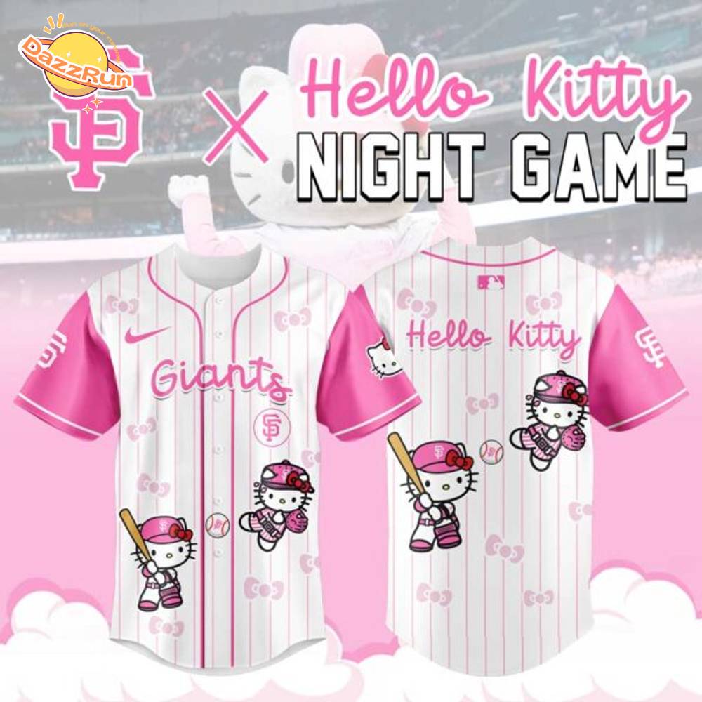 San Francisco Giants x Hello Kitty Pink Logo baseball Jersey San Francisco Giants x Hello Kitty Pink Logo baseball Jersey