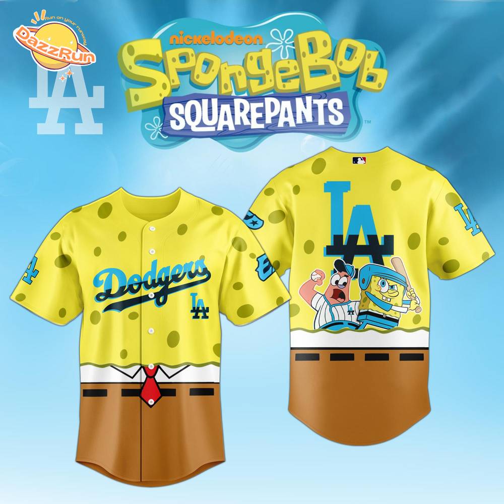 Spongebob x MLB Los Angeles Dodgers Edition baseball Jersey 2025 Spongebob x MLB Los Angeles Dodgers Edition baseball Jersey 2025