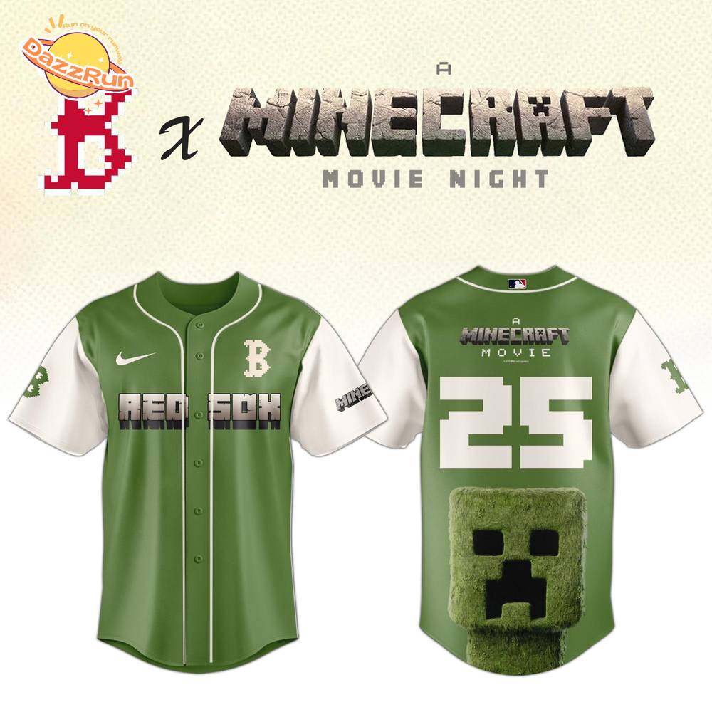 Boston Red Sox MLB x A MINECRAFT MOVIE Night Baseball Jersey Editions Limited Boston Red Sox MLB x A MINECRAFT MOVIE Night Baseball Jersey Editions Limited