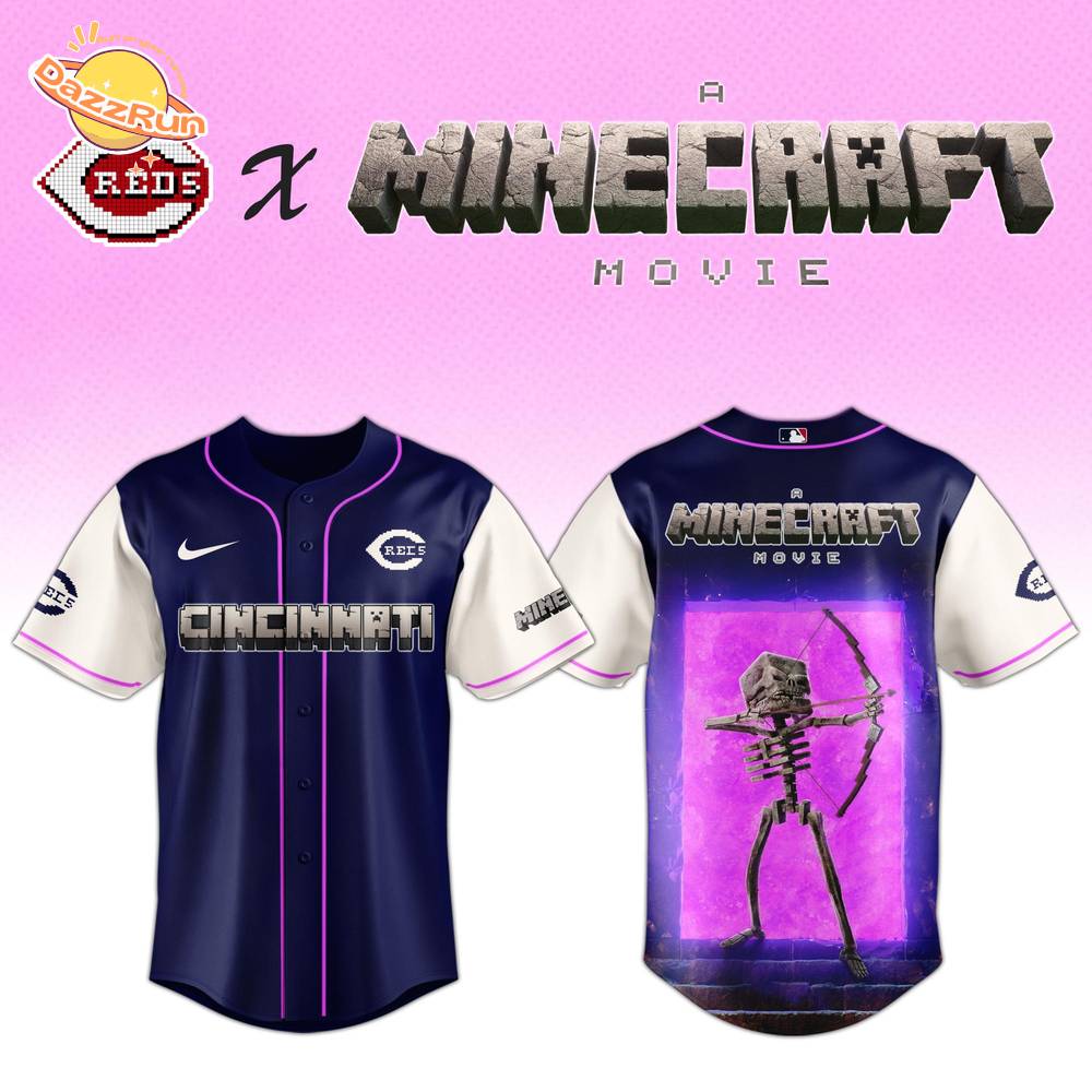 Cincinnati Reds MLB x SKELETON A MINECRAFT MOVIE Night Jersey Editions Limited Cincinnati Reds MLB x SKELETON A MINECRAFT MOVIE Night Jersey Editions Limited