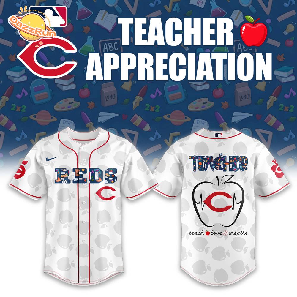 Cincinnati Reds TEACHER White Baseball Jersey Combo Cincinnati Reds TEACHER White Baseball Jersey Combo