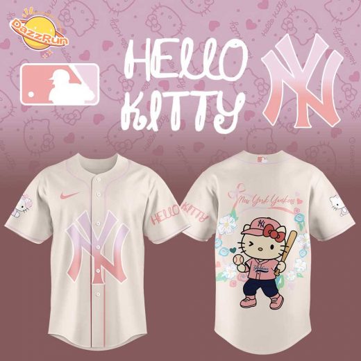 Hello Kitty x New York Yankees Baseball Jersey – Cute Pink MLB Shirt for Fans