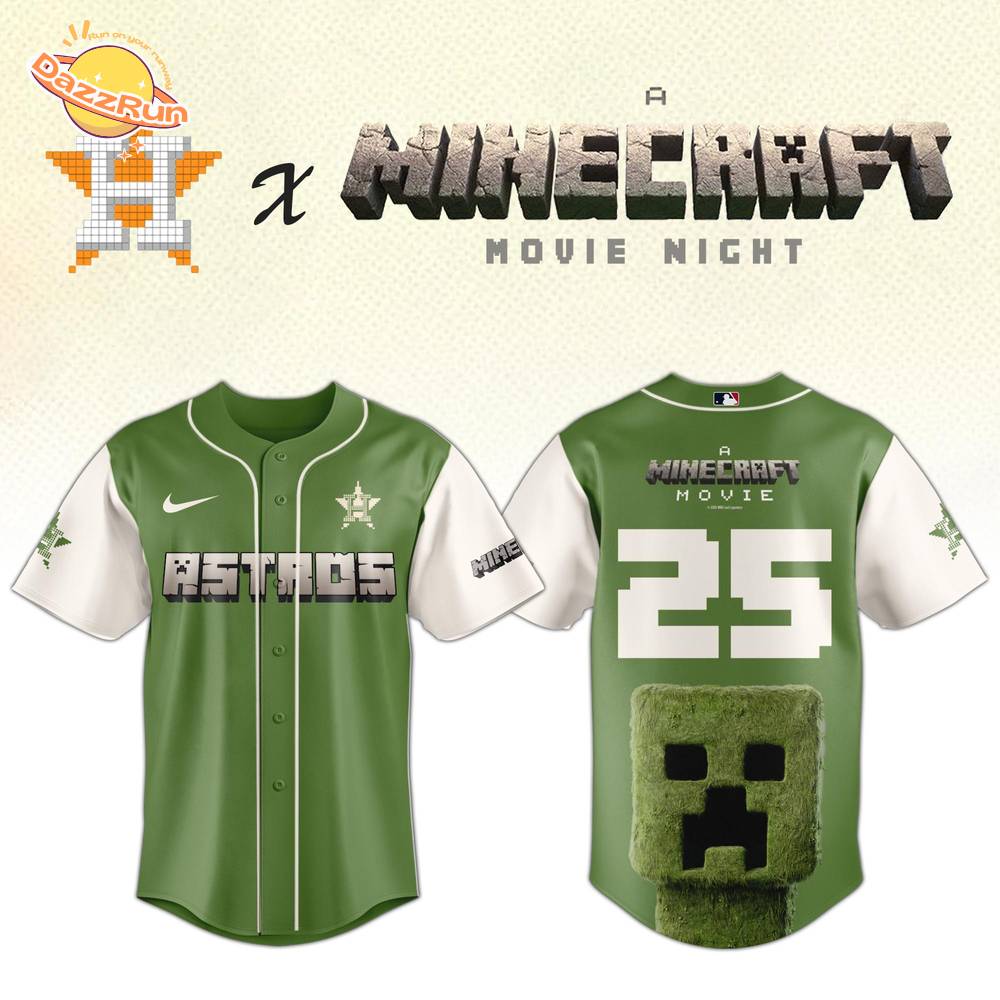 Houston Astros MLB x A MINECRAFT MOVIE Night Baseball Jersey Editions Limited Houston Astros MLB x A MINECRAFT MOVIE Night Baseball Jersey Editions Limited