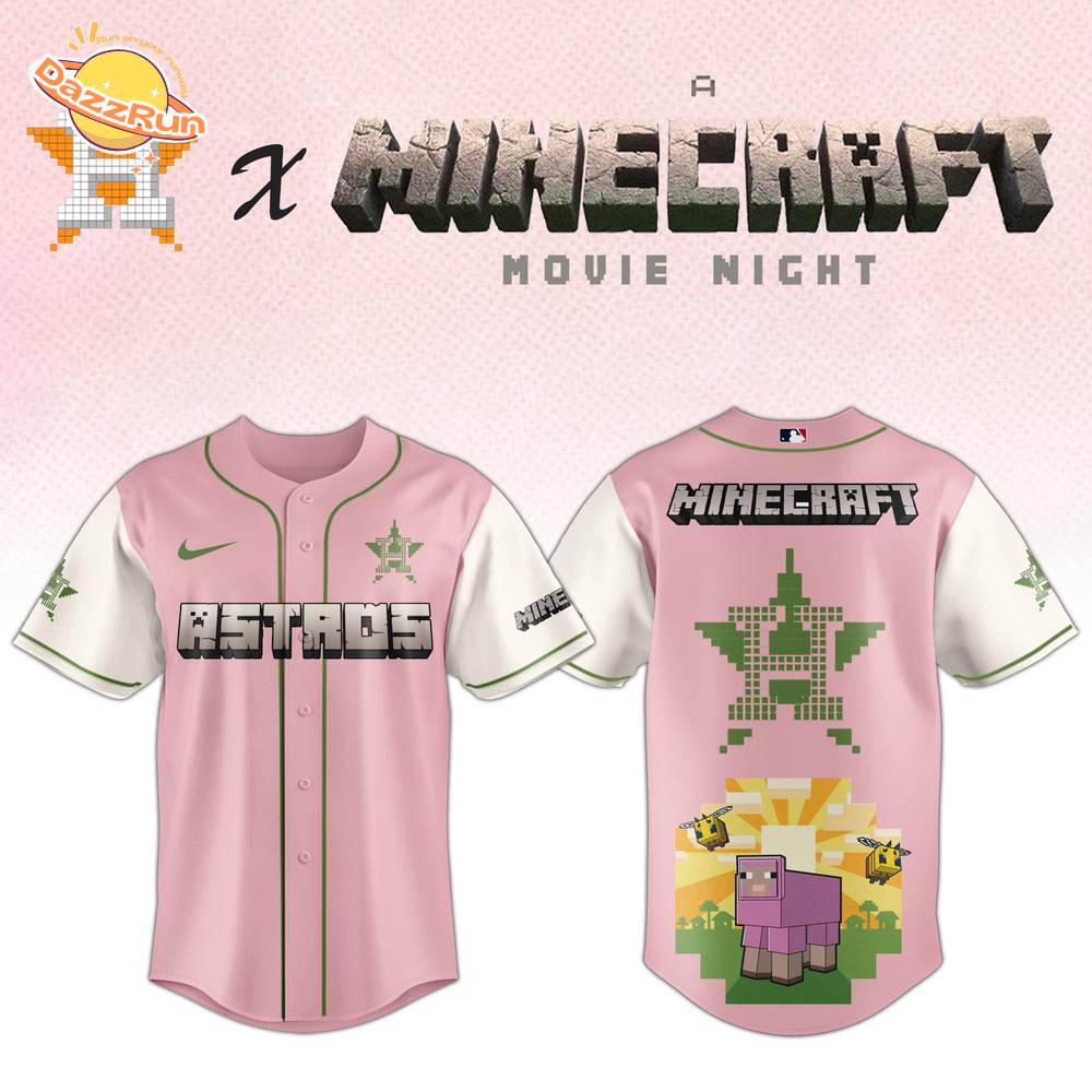 Houston Astros MLB x A MINECRAFT MOVIE Night Baseball Jersey Pink Editions Limited Houston Astros MLB x A MINECRAFT MOVIE Night Baseball Jersey Pink Editions Limited