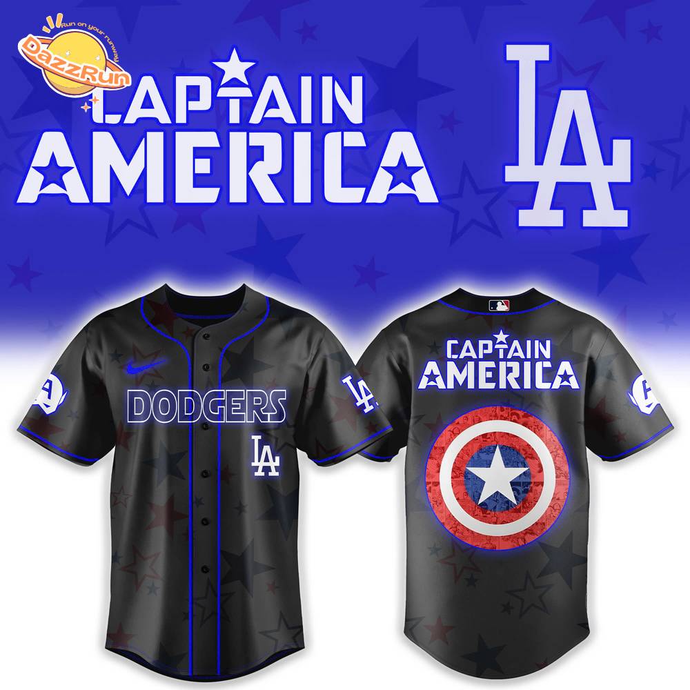 Los Angeles Dodgers x Captain America Avengers Combo Baseball Jersey Los Angeles Dodgers x Captain America Avengers Combo Baseball Jersey