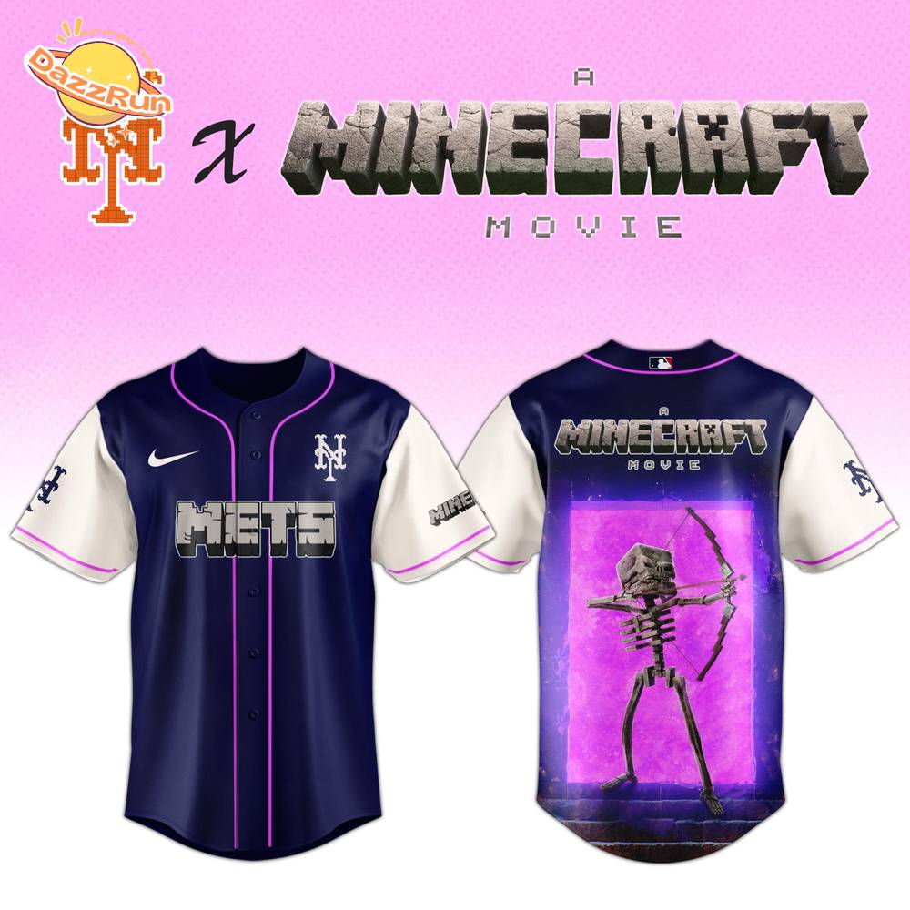 New York Mets MLB x SKELETON A MINECRAFT MOVIE Night Jersey Editions Limited New York Mets MLB x SKELETON A MINECRAFT MOVIE Night Jersey Editions Limited