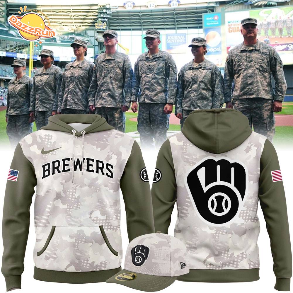 Special New Beige/Olive 2025 Armed Forces Day Milwaukee Brewers Hoodie Special New Beige/Olive 2025 Armed Forces Day Milwaukee Brewers Hoodie