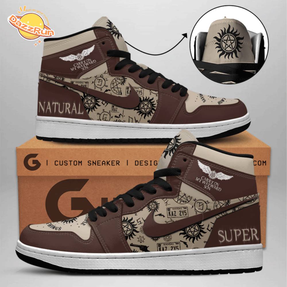 Supernatural Custom Air Jordan Sneakers - Carry On My Wayward Son Shoes - Hunter Symbols Design Supernatural Custom Air Jordan Sneakers - Carry On My Wayward Son Shoes - Hunter Symbols Design