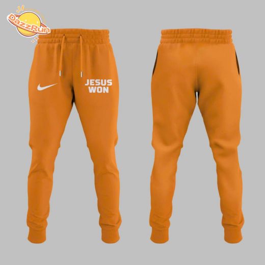 Dazzrun2FTennessee Baseball JESUS WON WON Jesus First Family Second Then Vols Yellow Hoodie 3