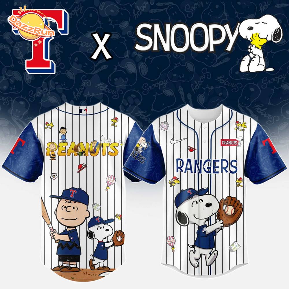 Texas Rangers MLB “75th Anniversary of Peanuts” Snoopy Special Edition Jersey 2025 Texas Rangers MLB “75th Anniversary of Peanuts” Snoopy Special Edition Jersey 2025