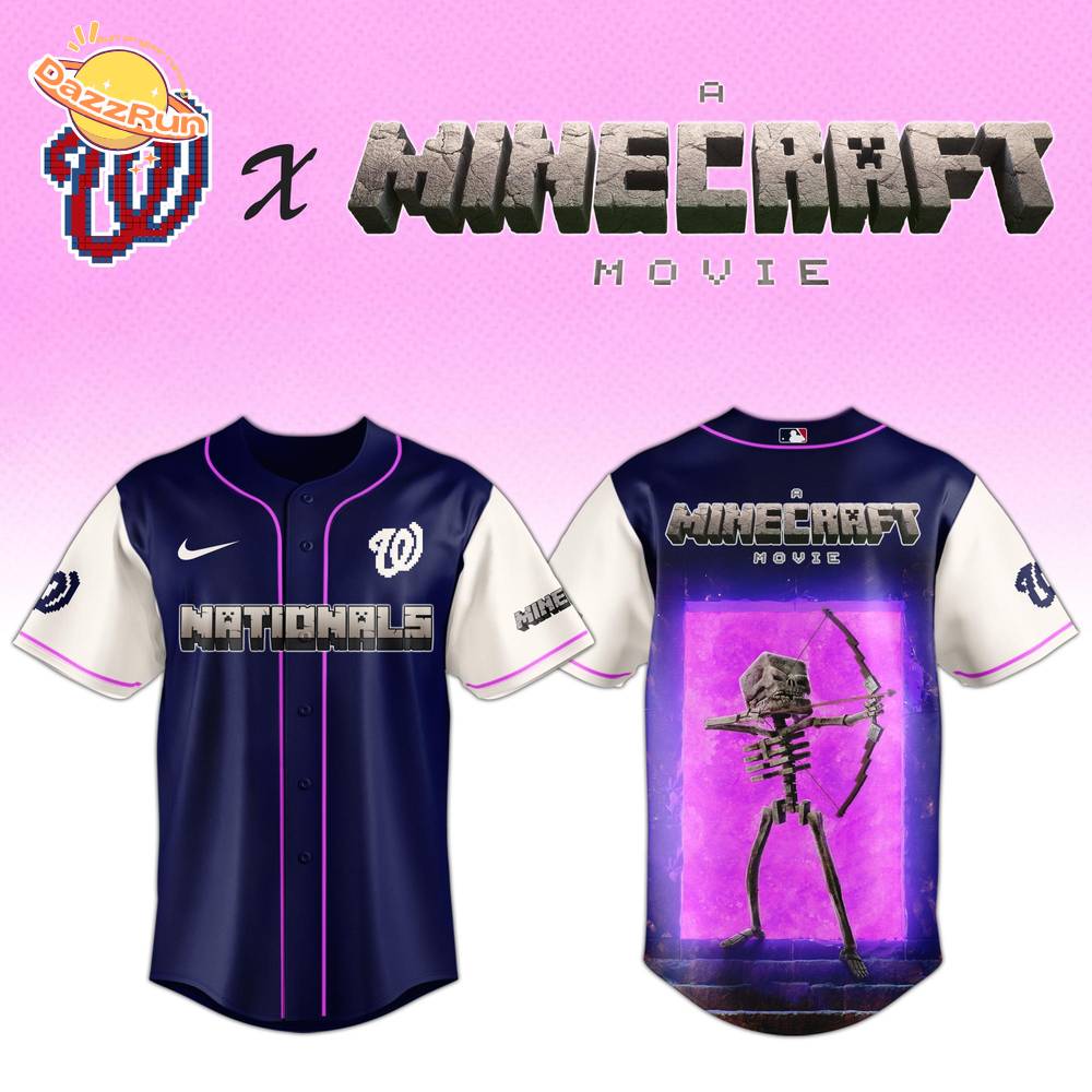 Washington Nationals MLB x SKELETON A MINECRAFT MOVIE Night Jersey Editions Limited Washington Nationals MLB x SKELETON A MINECRAFT MOVIE Night Jersey Editions Limited