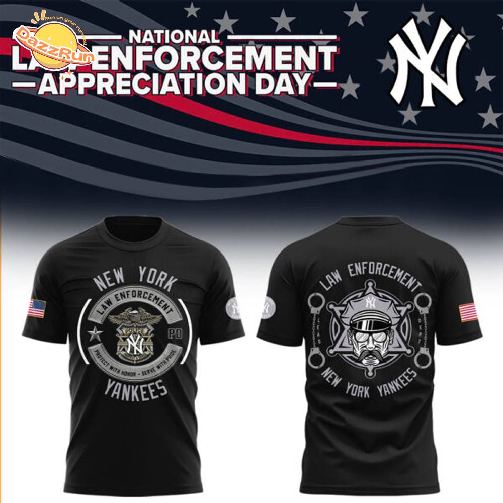 Yankees x Law Enforcement Appreciation Day 2025 Black Tshirt Yankees x Law Enforcement Appreciation Day 2025 Black Tshirt
