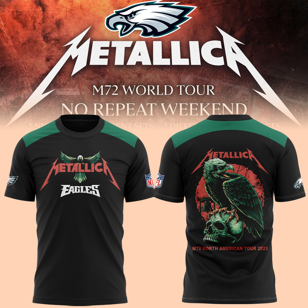 Metallic M72 World Tour x Philadelphia Eagles Tshirt 2025 Metallic M72 World Tour x Philadelphia Eagles Tshirt 2025