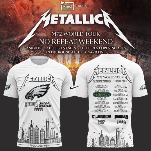 Metallic M72 World Tour x Philadelphia Eagles White Tshirt 2025